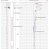 Section of common Flowmeter Log presentation run under Static (non-pumping) condition. Log helps determine if water in the well is flowing and if so, whether it's moving up-hole or down-hole. 
(Includes Down Run, Up Run, Line Speed, and well casing/perforation sketch)